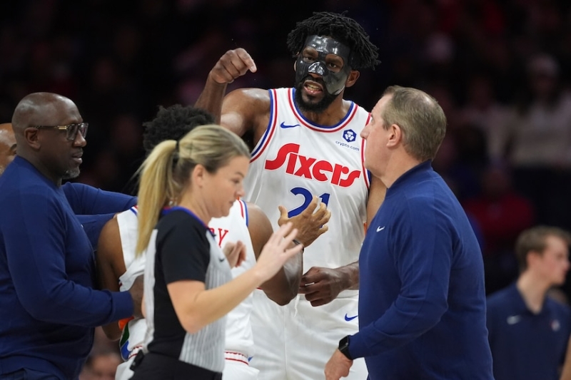 Joel Embiid thrown out of NBA game for contact with female official