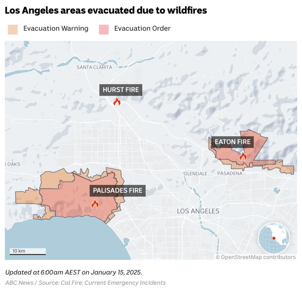 LA fires live updates: Winds strengthen as firefighters battle five blazes in southern California