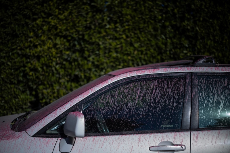 Los Angeles firefighters brace for return of Santa Ana winds as city bathed in hot pink flame retardant