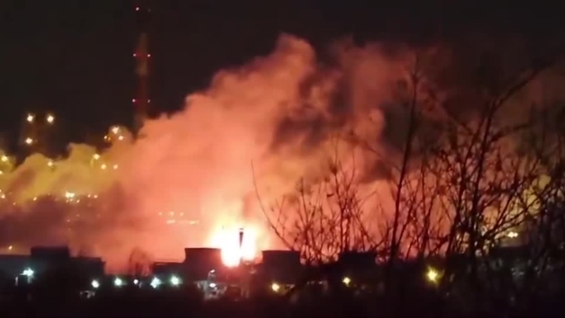 Russia fires drones and missiles at Kyiv, Ukraine strikes set fuel stores alight