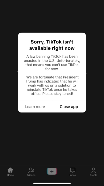 TikTok goes dark in the US as shutdown comes into effect