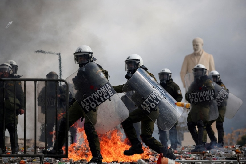 Clashes erupt in Greece as hundreds of thousands protest on anniversary of deadly train crash