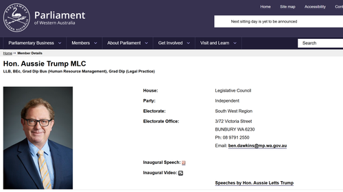 WA MP legally changes name to Austin Trump in campaign for re-election