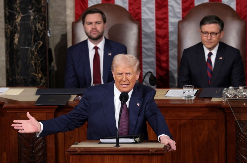 Donald Trump speech live: US president declares 'we're just getting started' as congressman evicted, others walk out