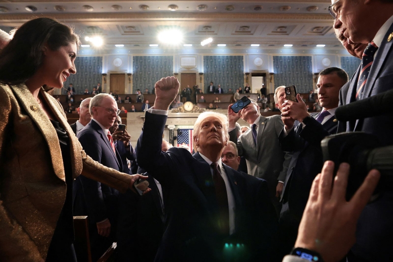 Donald Trump speech live: US president declares 'we're just getting started' as congressman evicted, others walk out