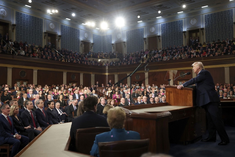 Donald Trump speech live: US president declares 'we're just getting started' as congressman evicted, others walk out