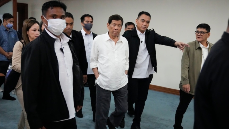 Former Philippine president Rodrigo Duterte arrested in Manila over 'war on drugs' and en route to The Hague