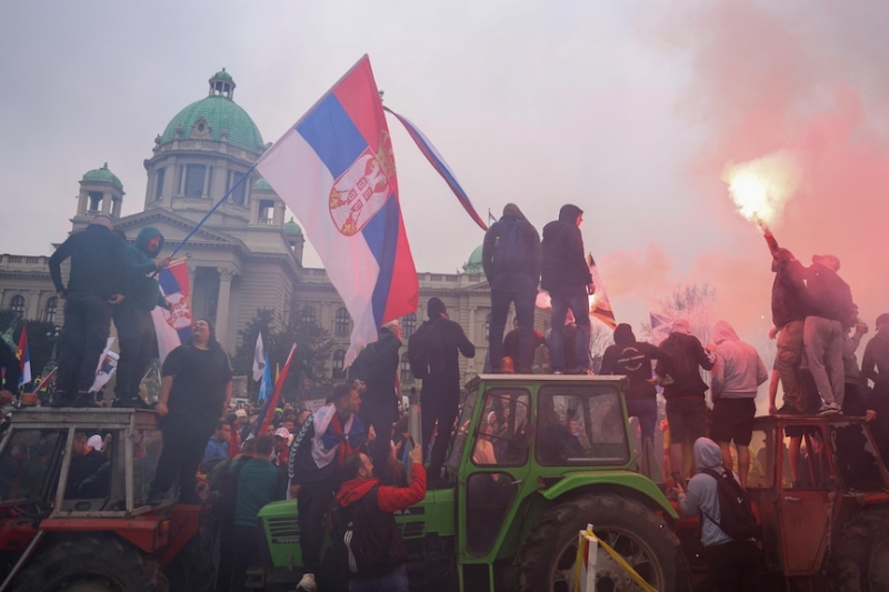 Serbian officials deny using sonic device as panic grips crowd of protesters