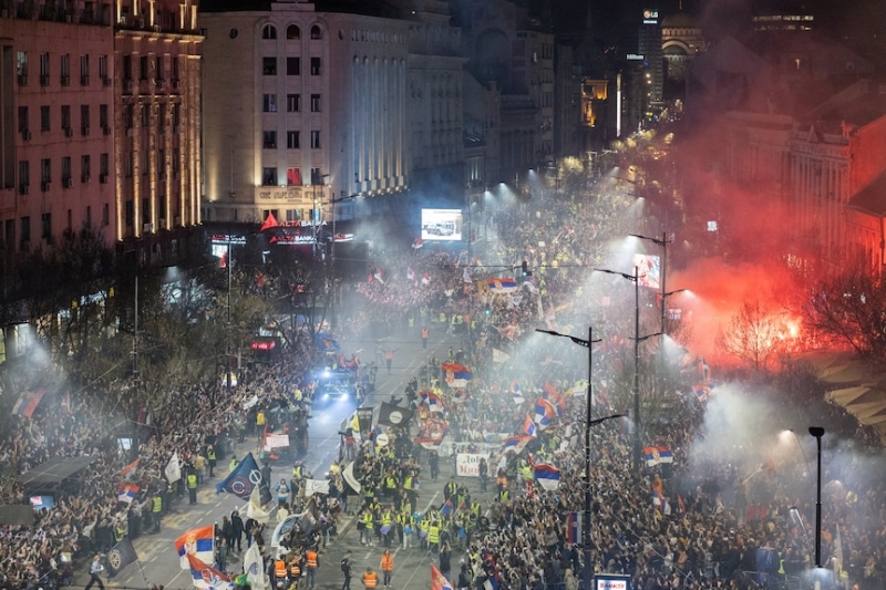 Serbian officials deny using sonic device as panic grips crowd of protesters