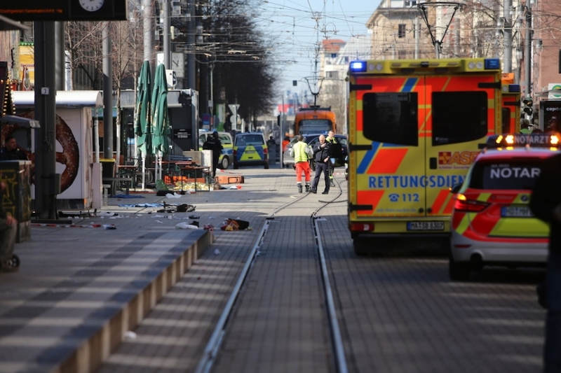 Two people dead and driver arrested after car drives into crowd in German city of Mannheim