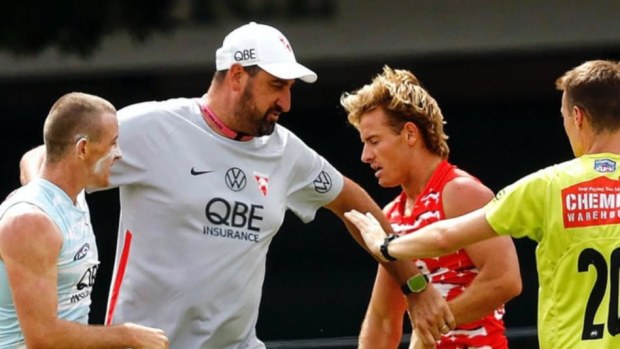 Swans pair Chad and Corey Warner pulled from brotherly training scuffle that leaves mum fuming